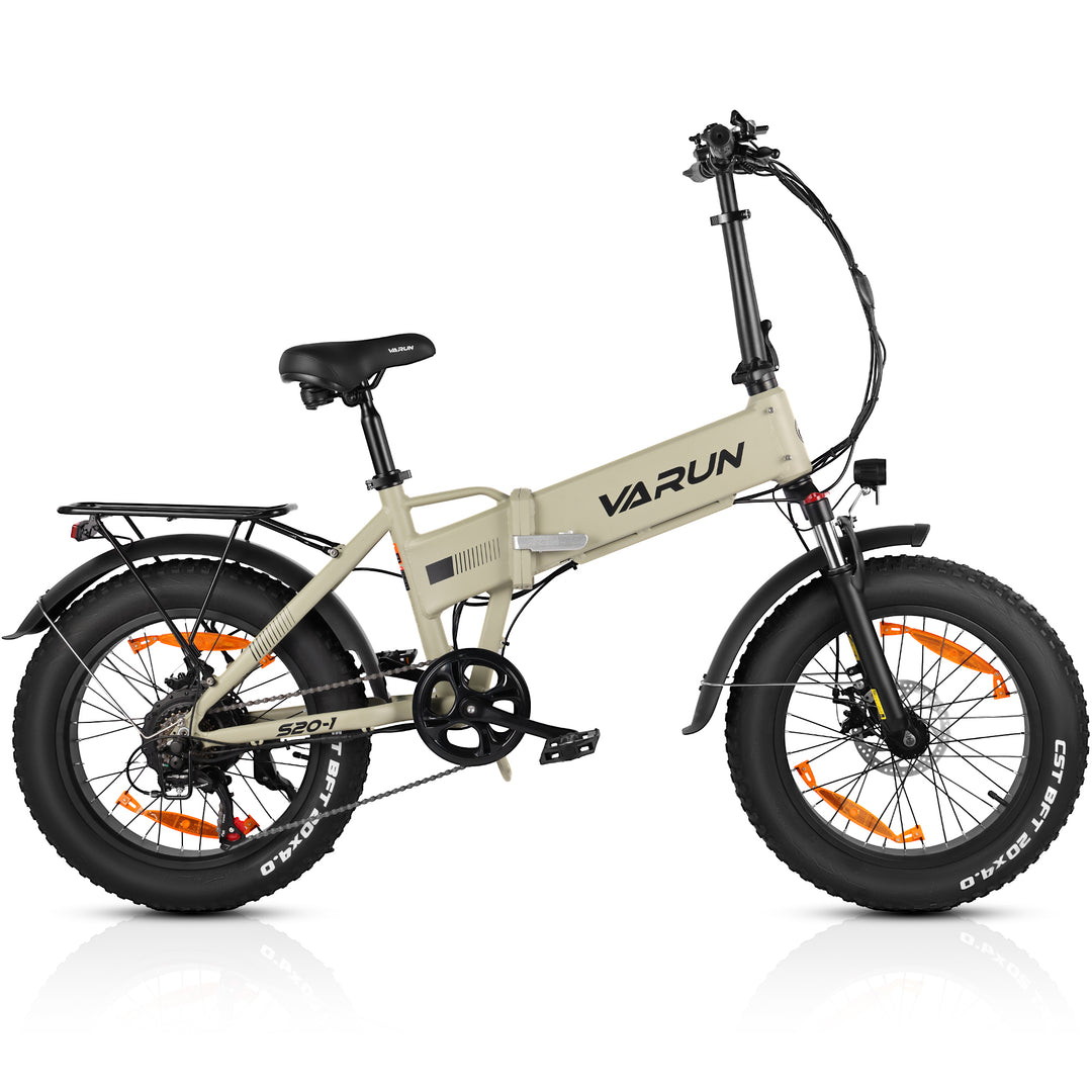 VARUN Folding Electric Bike - Ebikes for Adults Peak 500W Up to 40 Miles,13AH Removable Battery, Shock Absorber, and Pedal-Assist Level, Portable 20" Fat Tire Ebike for Women & Men