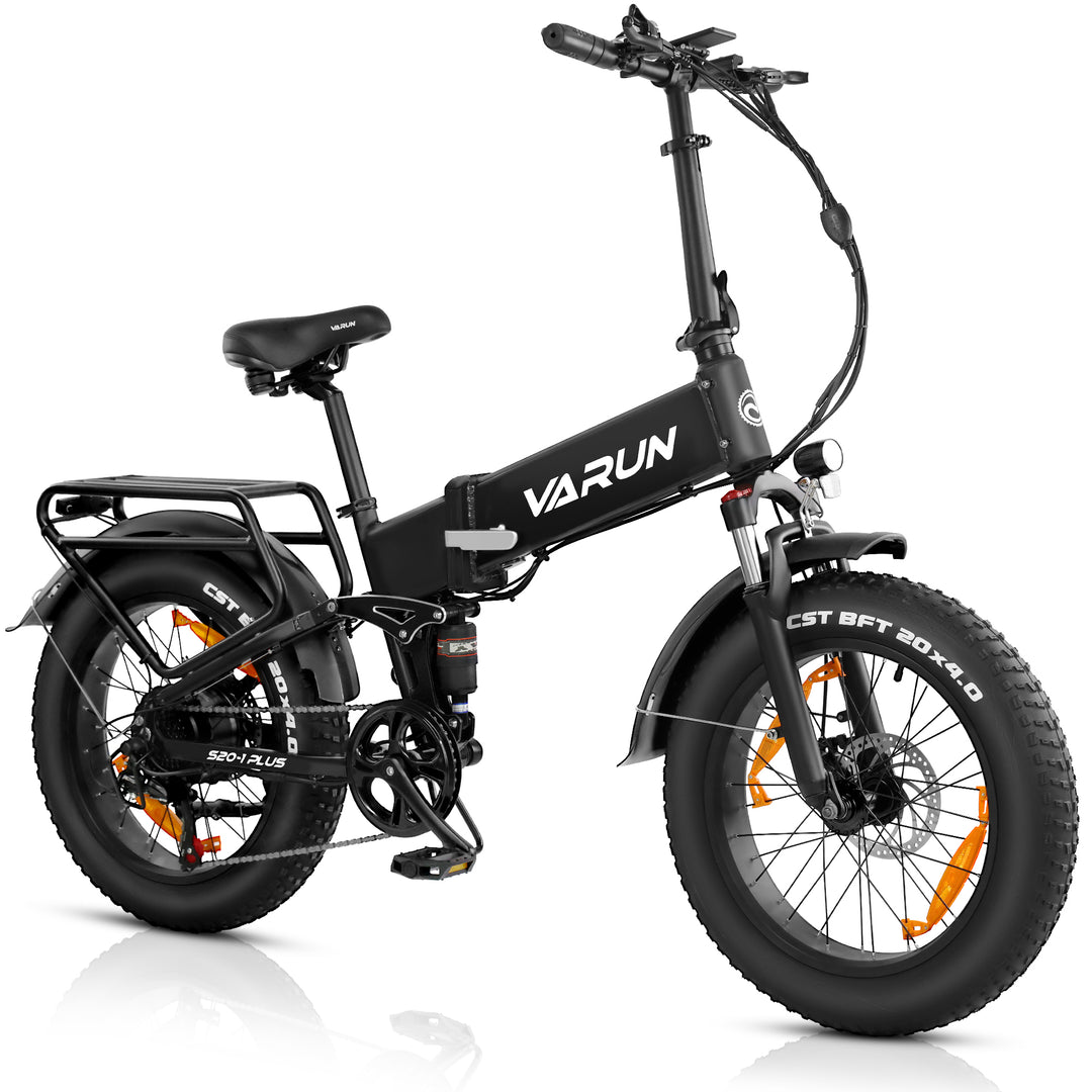 VARUN Folding Electric Bike for Adults - Peak 750W Fat Tire Electric Bike with 48V 13Ah Anti-Theft Battery - Full Suspension Ebike for All Terrains Up to 25+MPH, 60+ Miles