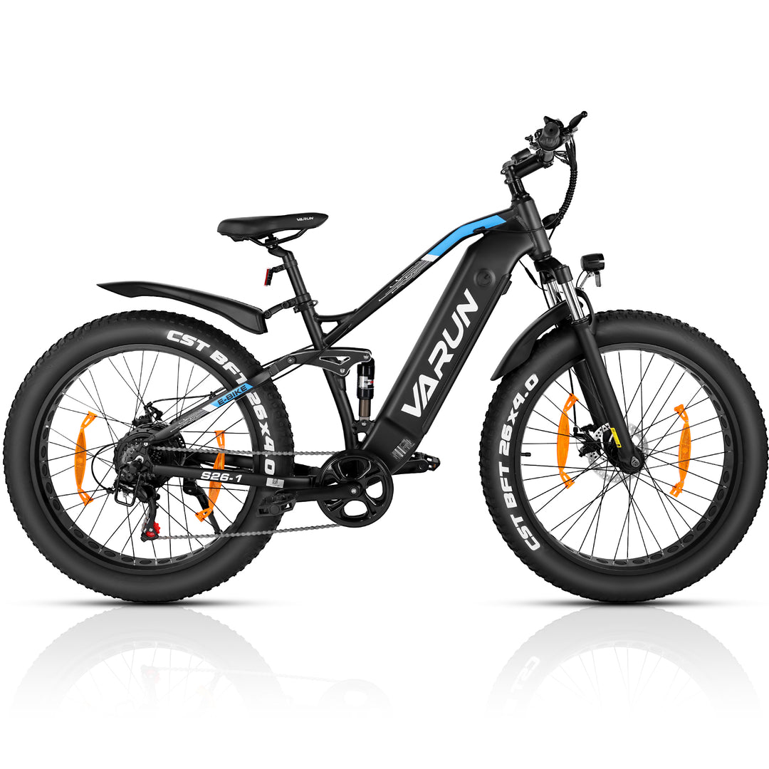 VARUN Electric Bike for Adults - Peak 750W Electric Bike for Men with 48V 16AH Anti-Theft Battery - Full Suspension Ebike for All Terrains Up to 25+MPH，60+ Miles