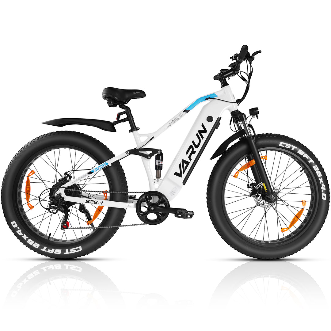 VARUN Electric Bike for Adults - Peak 750W Electric Bike for Men with 48V 16AH Anti-Theft Battery - Full Suspension Ebike for All Terrains Up to 25+MPH，60+ Miles