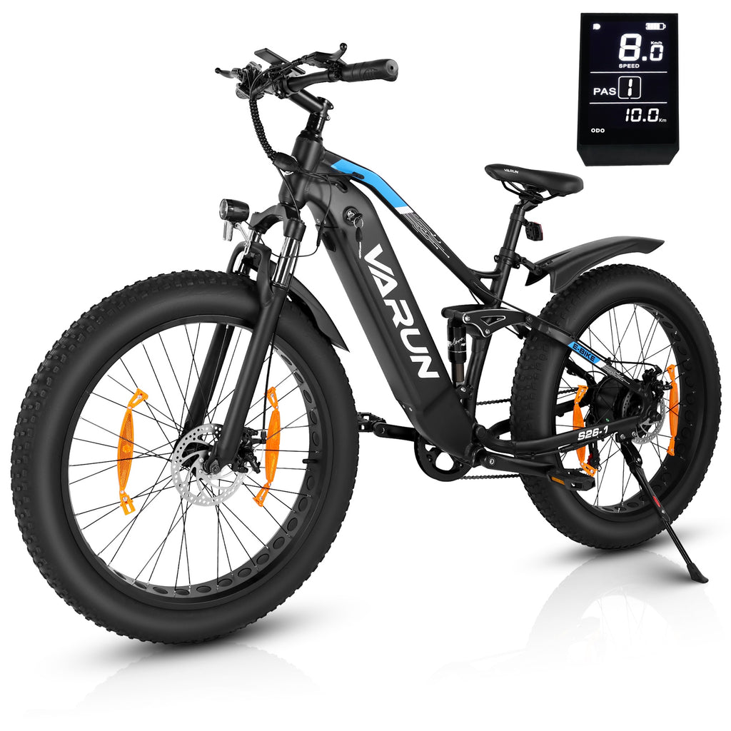 Fat Tire E-Mountainbike Pedelec Full Suspension All Terrain Electric Bike 90 Nm Removable Battery Long Range -Varun Ballistic 26'' E-Bike